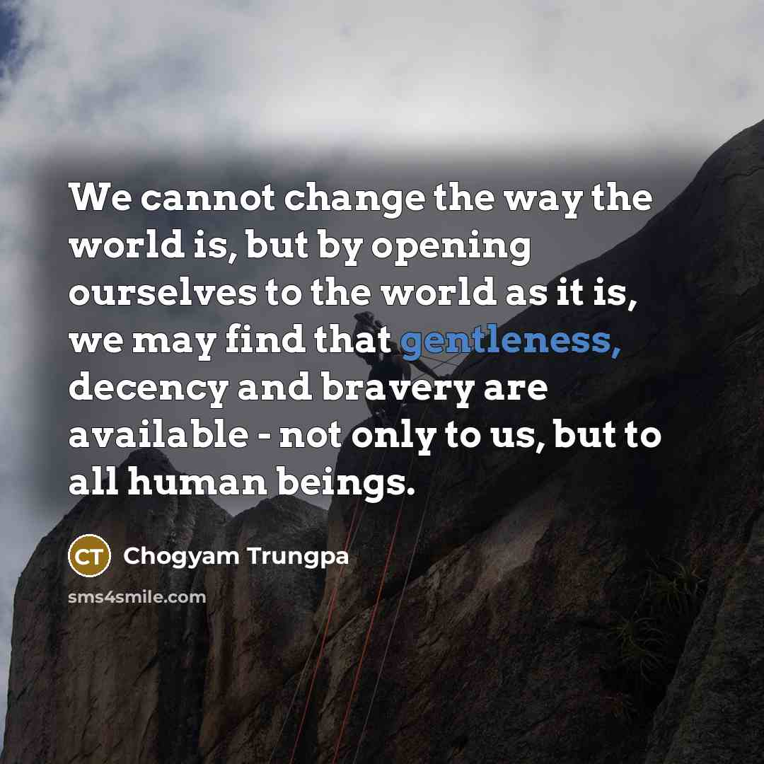 “We cannot change the way the world is, but by…” quote by Chogyam Trungpa
