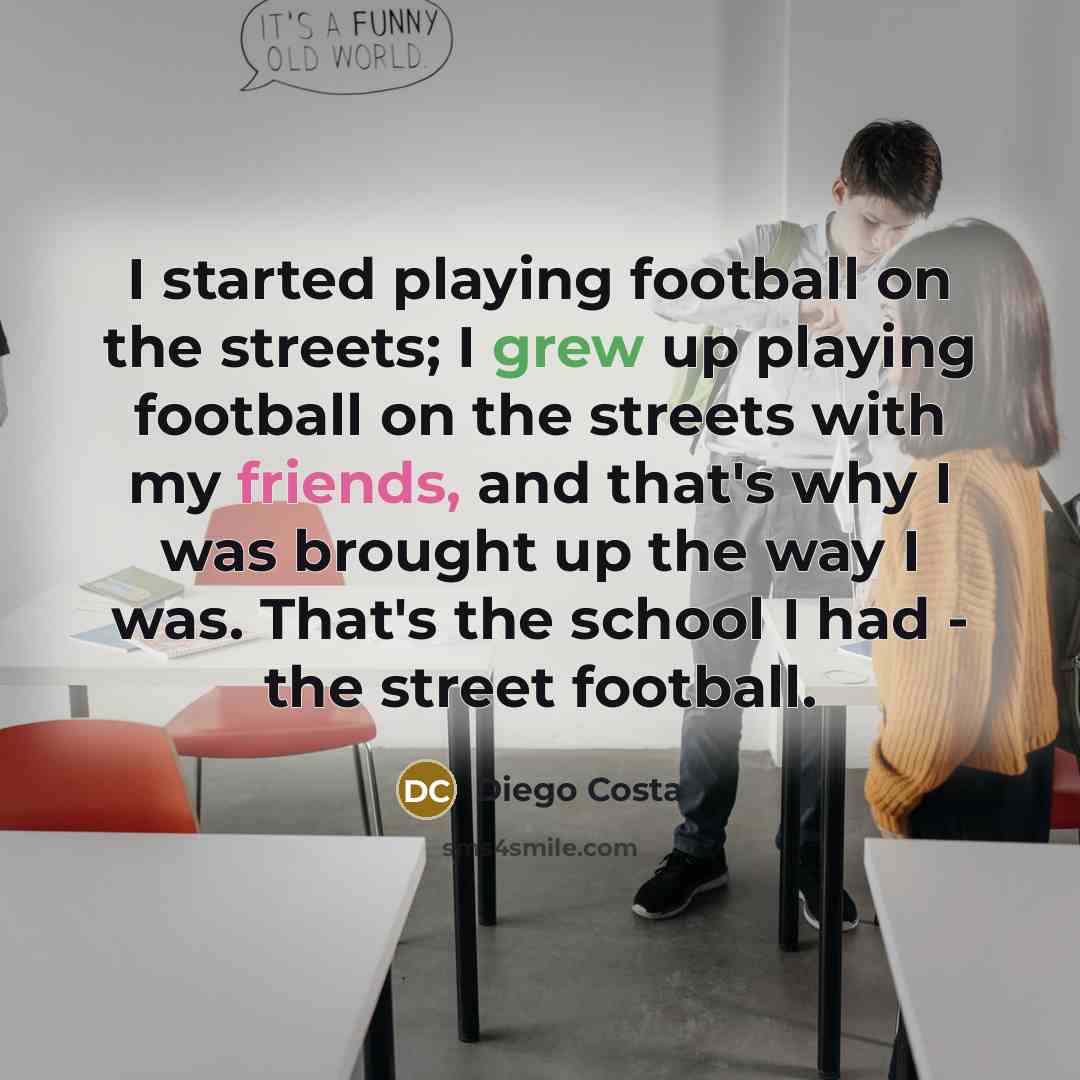 “I started playing football on the streets; I grew up…” quote by Diego Costa