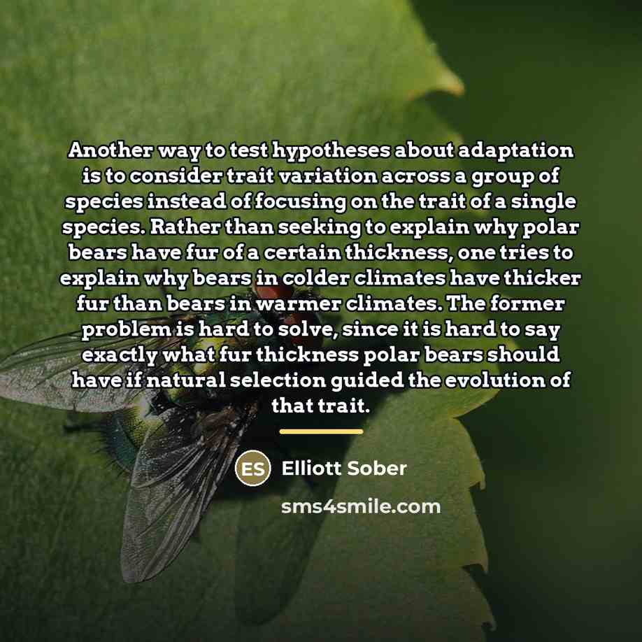 “Another way to test hypotheses about adaptation is to consider…” quote by Elliott Sober