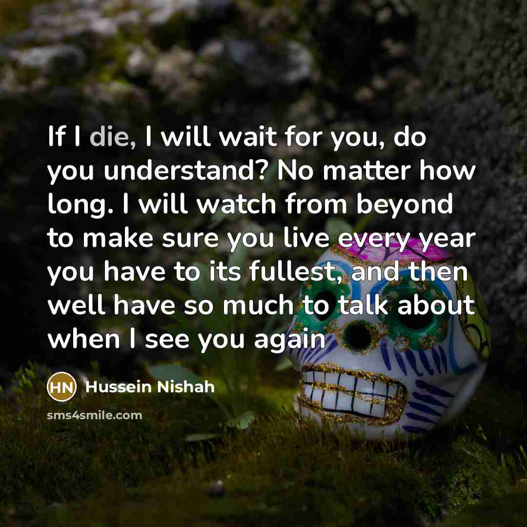 “If I die, I will wait for you, do you…” quote by Hussein Nishah