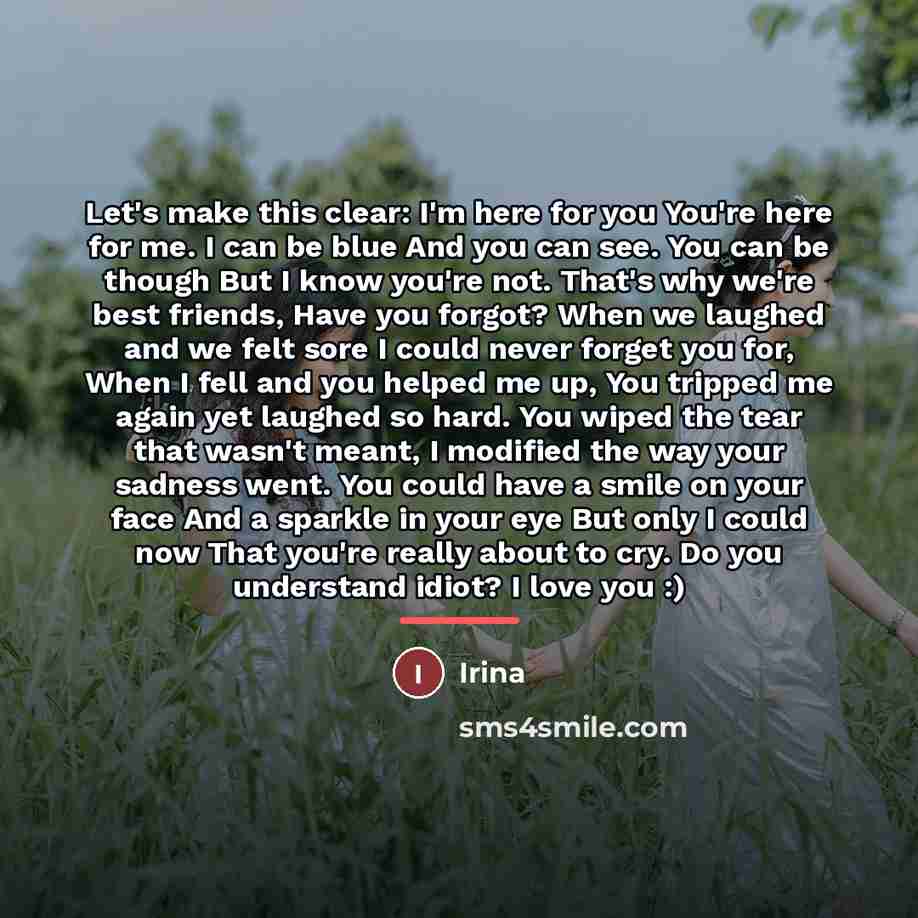 “Let's make this clear: I'm here for you You're here…” quote by Irina