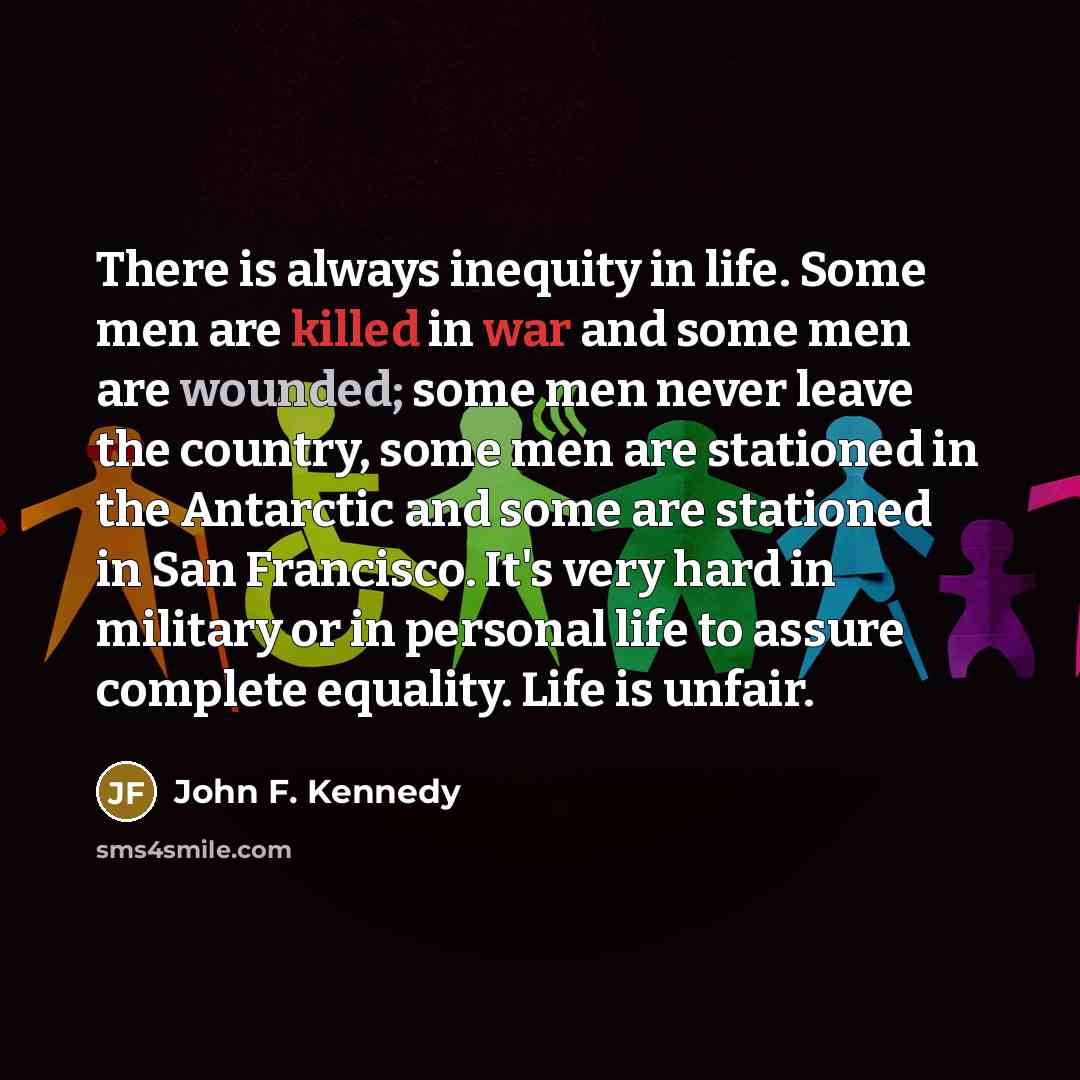 “There is always inequity in life. Some men are killed…” quote by John F. Kennedy