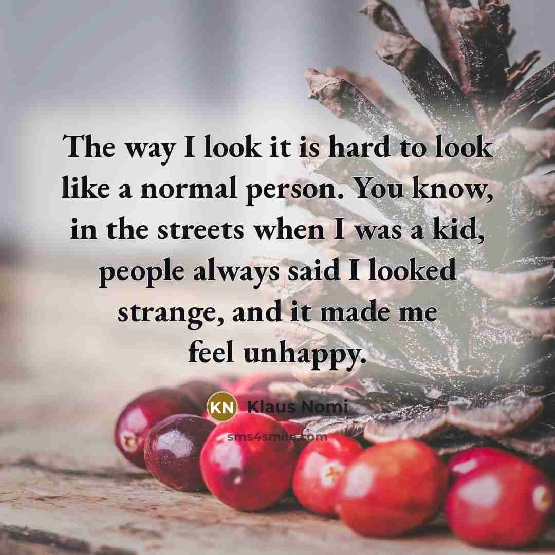 “The way I look it is hard to look like…” quote by Klaus Nomi