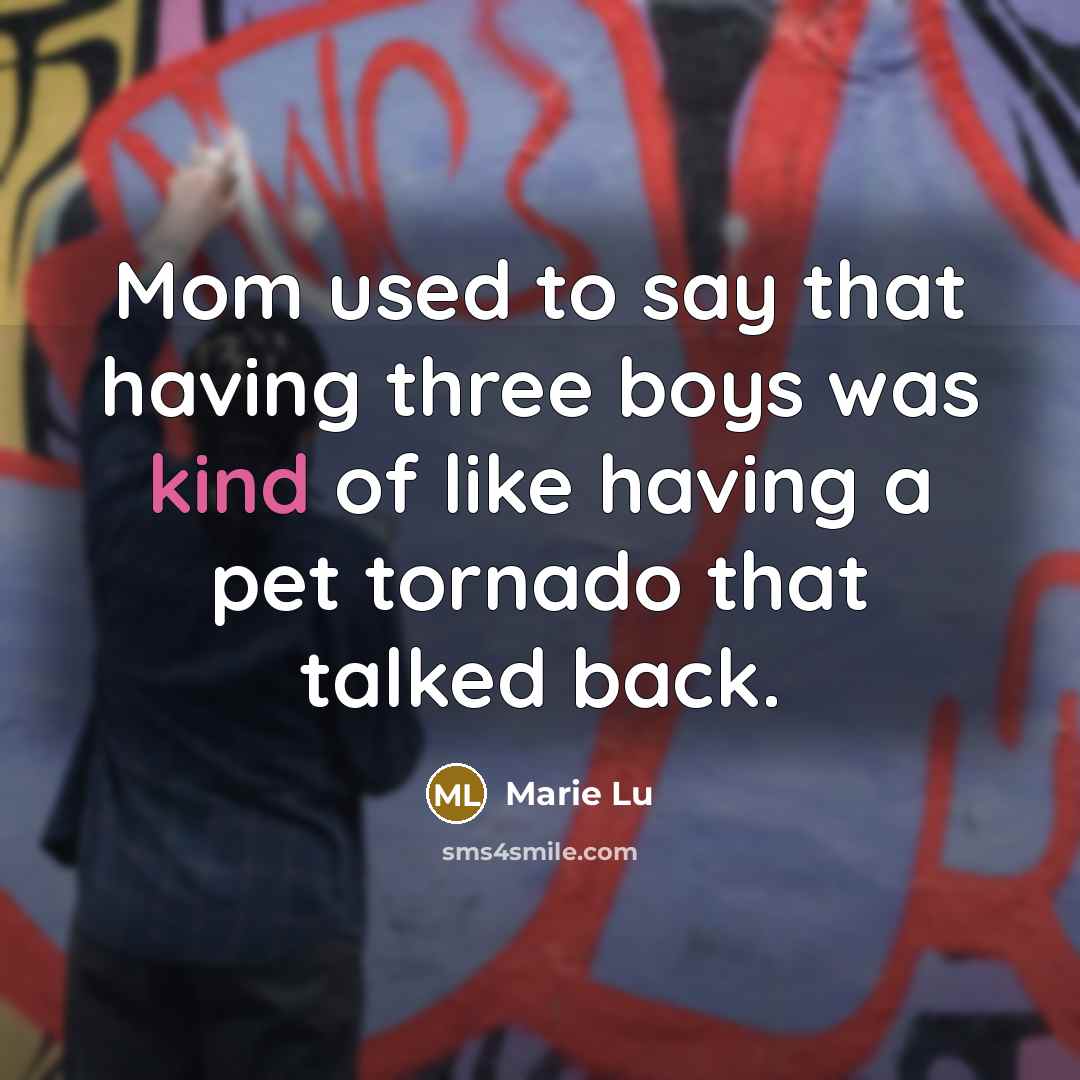“Mom used to say that having three boys was kind…” quote by Marie Lu