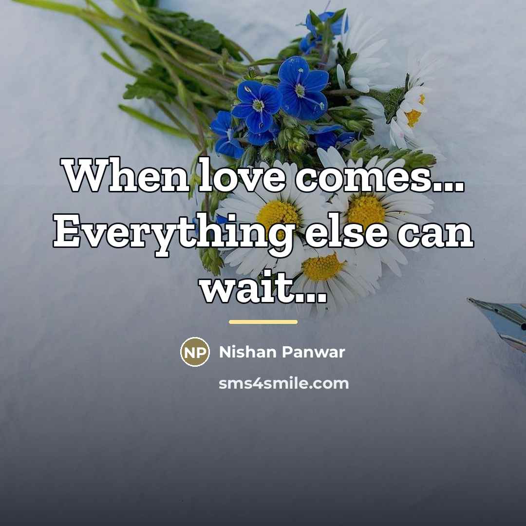 “When love comes... Everything else can wait...…” quote by Nishan Panwar