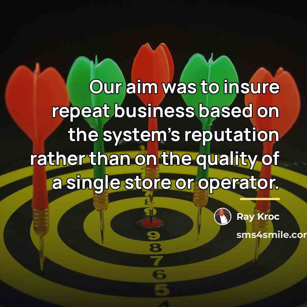 “Our aim was to insure repeat business based on the…” quote by Ray Kroc