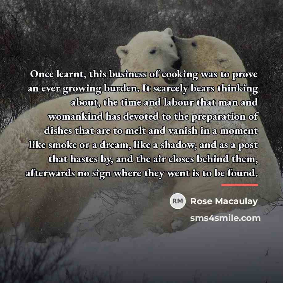 “Once learnt, this business of cooking was to prove an…” quote by Rose Macaulay