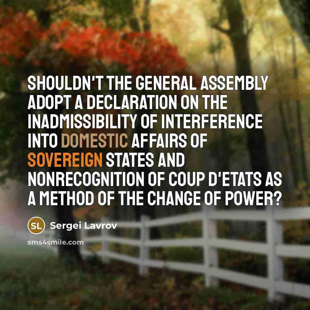 “Shouldn't the General Assembly adopt a declaration on the inadmissibility…” quote by Sergei Lavrov