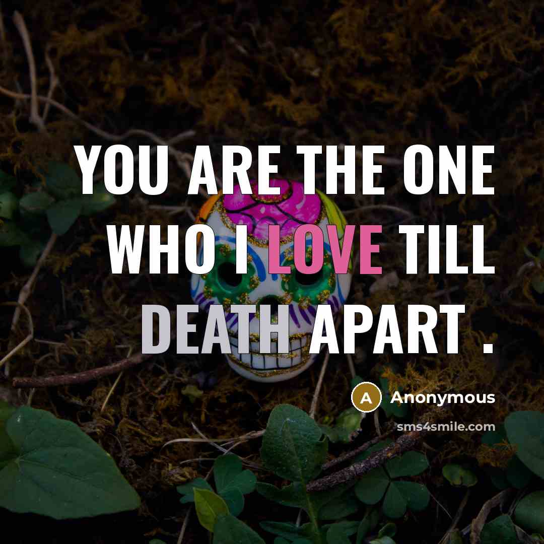 “You are the one who I love till death apart .” quote by Anonymous
