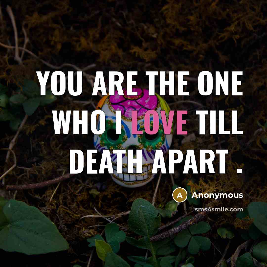 “You are the one who I love till death apart .” quote by Anonymous