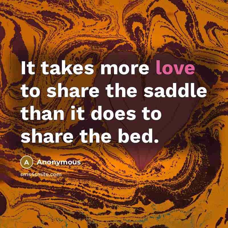 “It takes more love to share the saddle than it…” quote by Anonymous