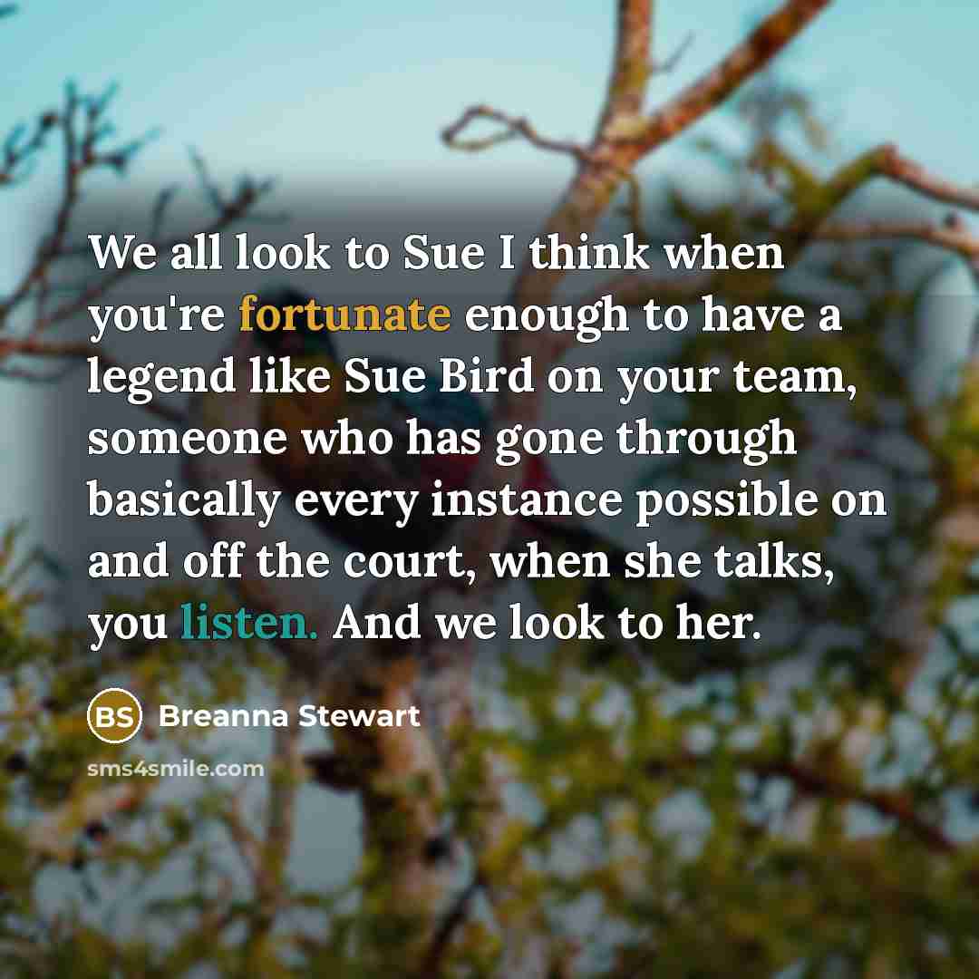 “We all look to Sue I think when you're fortunate…” quote by Breanna Stewart