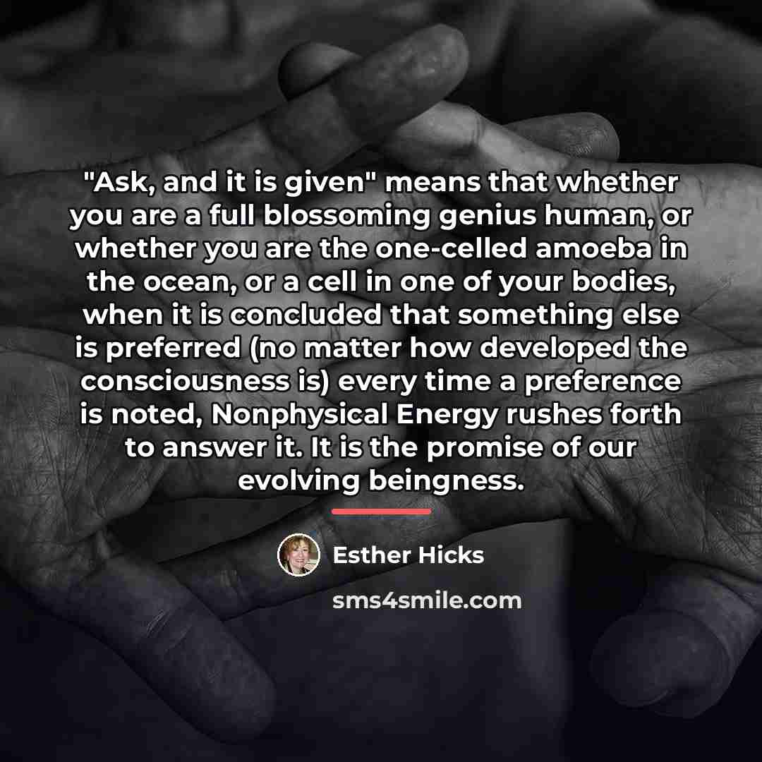 “"Ask, and it is given" means that whether you are…” quote by Esther Hicks