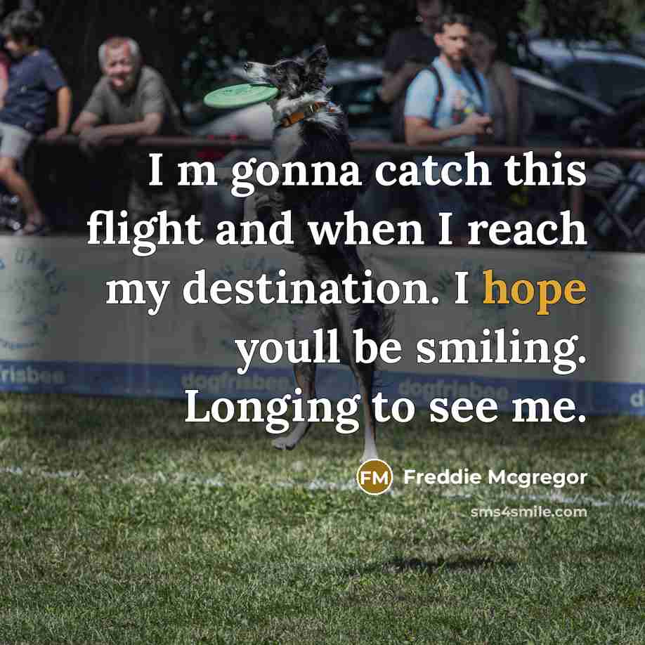 “I m gonna catch this flight and when I reach…” quote by Freddie Mcgregor
