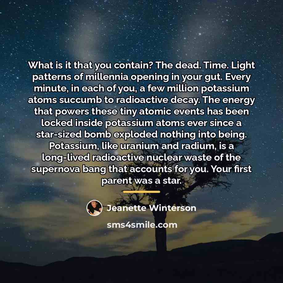 “What is it that you contain? The dead. Time. Light…” quote by Jeanette Winterson