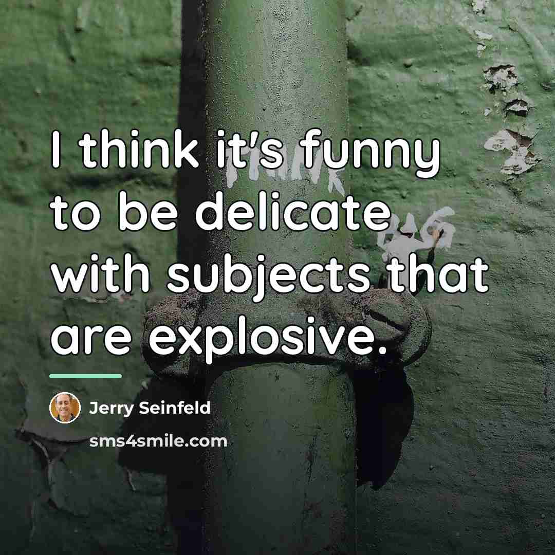 “I think it's funny to be delicate with subjects that…” quote by Jerry Seinfeld