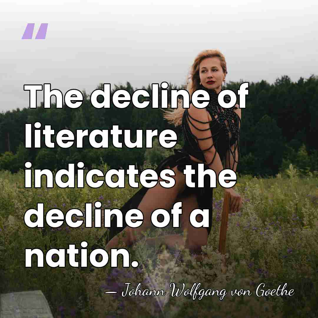 The decline of literature indicates the decline of a nation. - Johann Wolfgang von Goethe