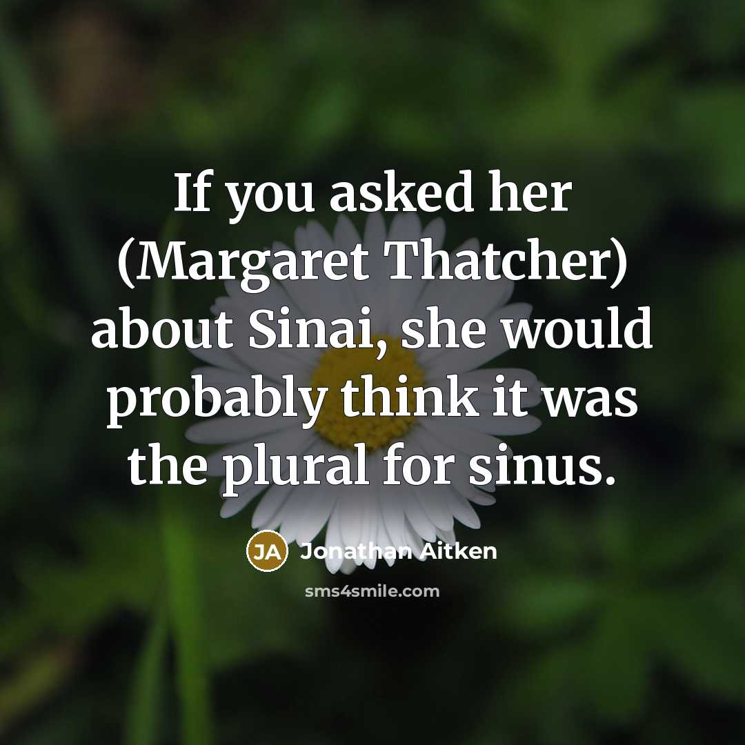 “If you asked her (Margaret Thatcher) about Sinai, she would…” quote by Jonathan Aitken