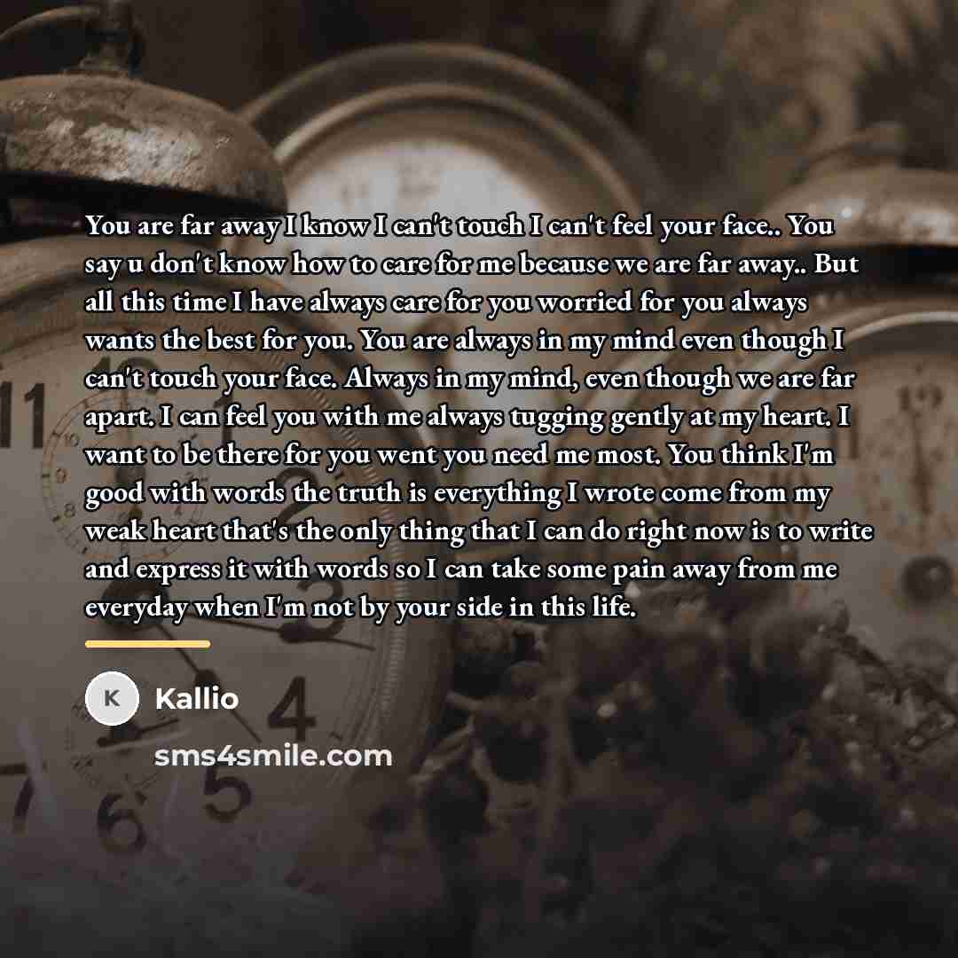 “You are far away I know I can't touch I…” quote by Kallio
