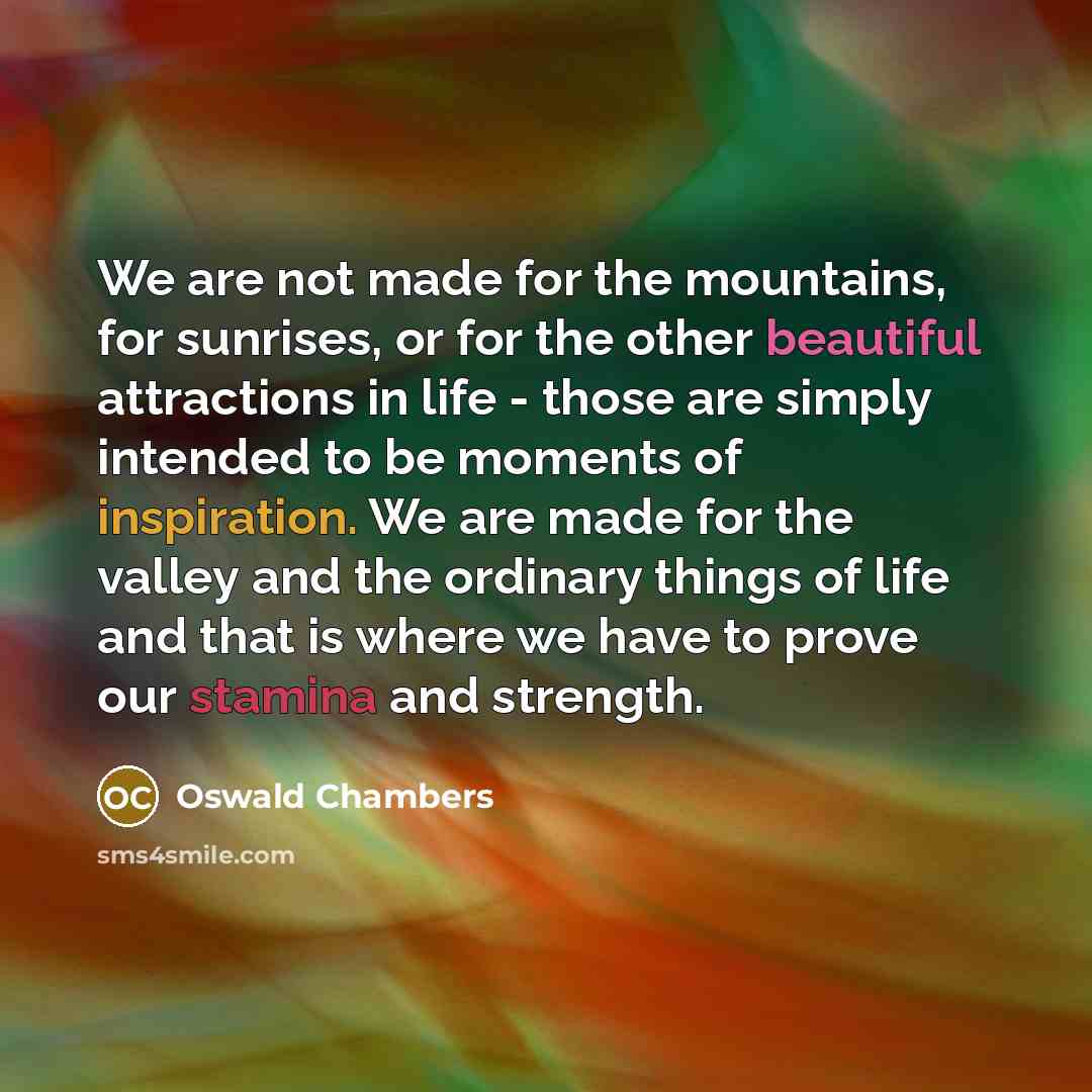 “We are not made for the mountains, for sunrises, or…” quote by Oswald Chambers