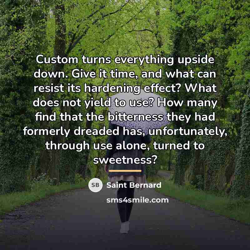 “Custom turns everything upside down. Give it time, and what…” quote by Saint Bernard
