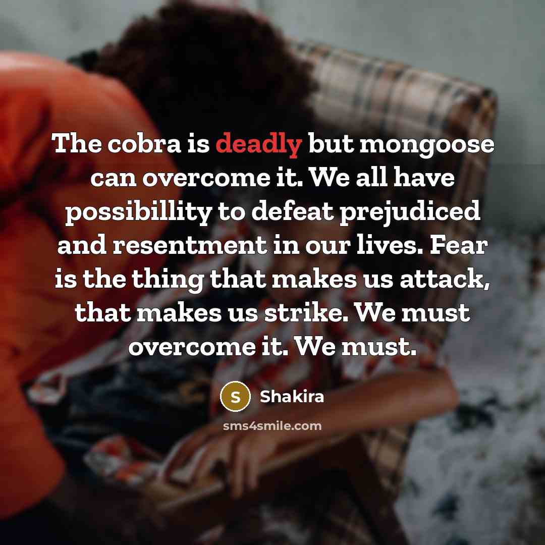 “The cobra is deadly but mongoose can overcome it. We…” quote by Shakira
