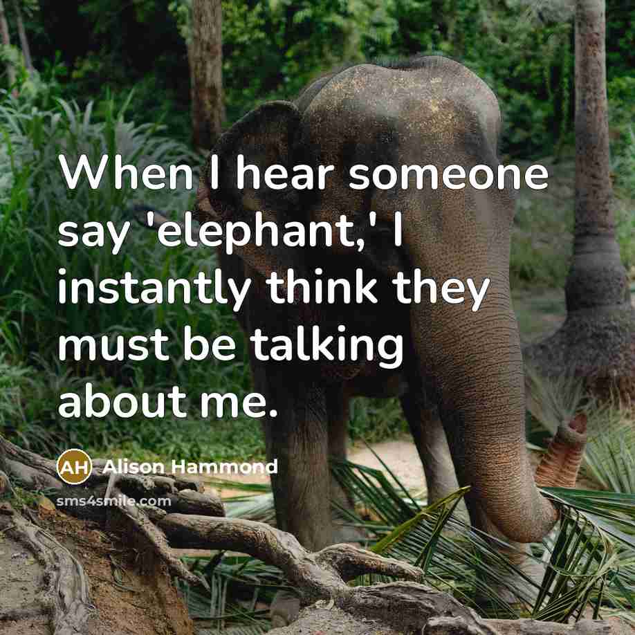 “When I hear someone say 'elephant,' I instantly think they…” quote by Alison Hammond