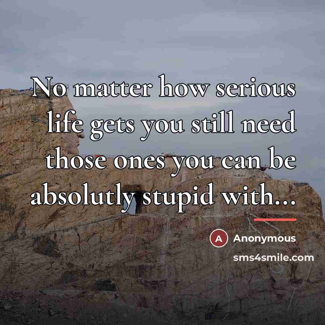 “No matter how serious life gets you still need those…” quote by Anonymous