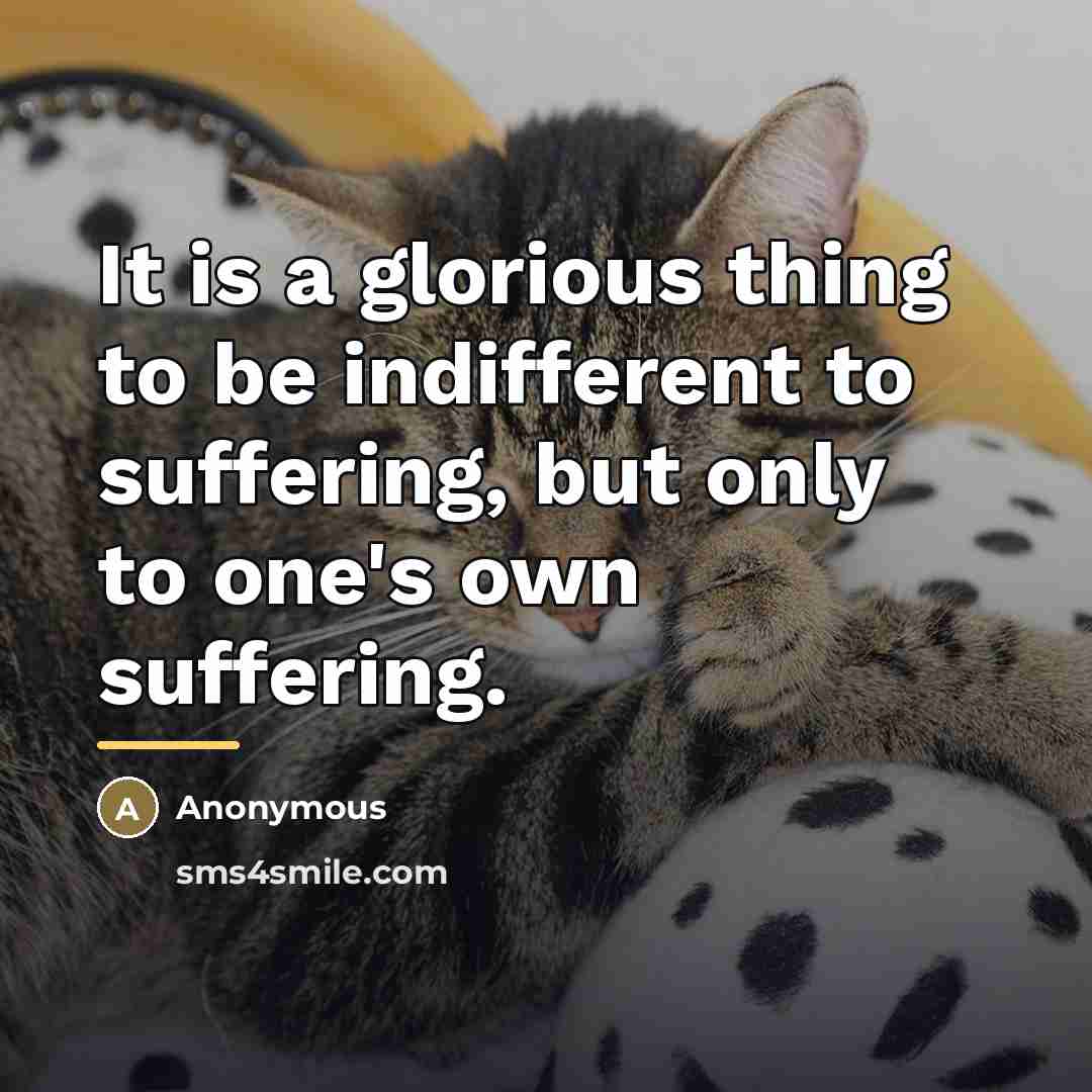 “It is a glorious thing to be indifferent to suffering,…” quote by Anonymous