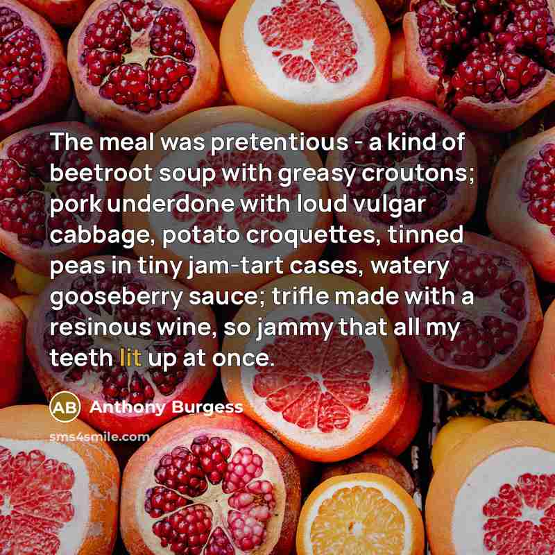 “The meal was pretentious - a kind of beetroot soup…” quote by Anthony Burgess