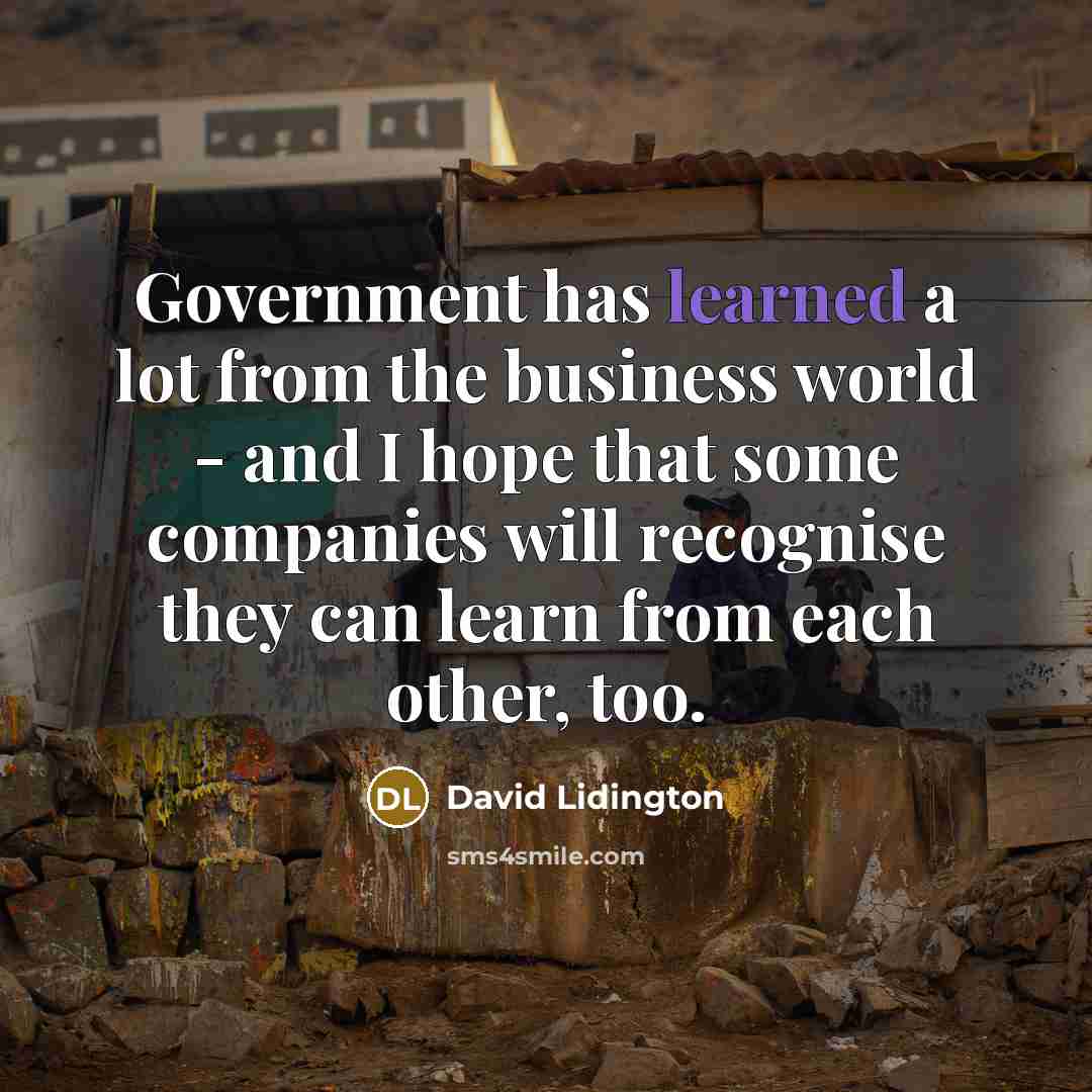 “Government has learned a lot from the business world -…” quote by David Lidington