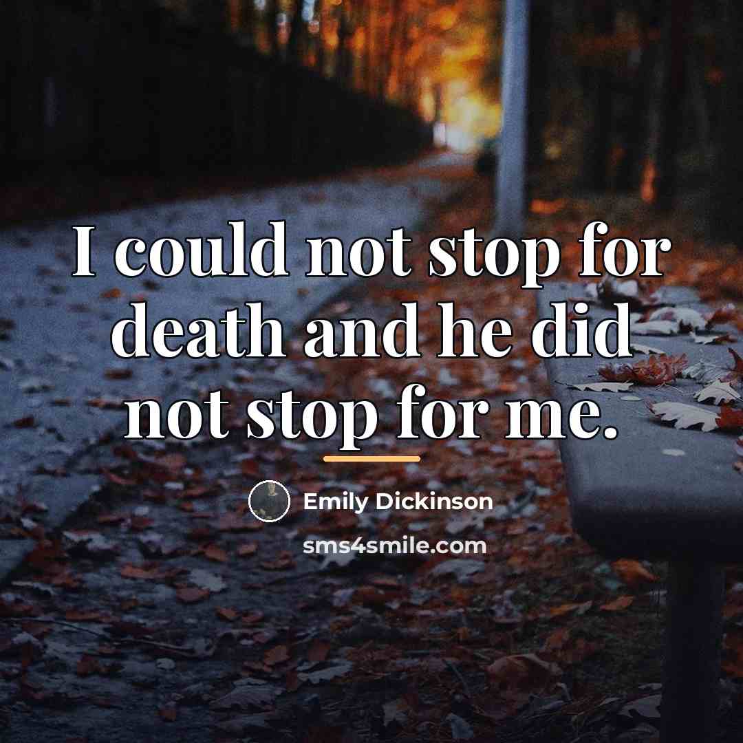 “I could not stop for death and he did not…” quote by Emily Dickinson