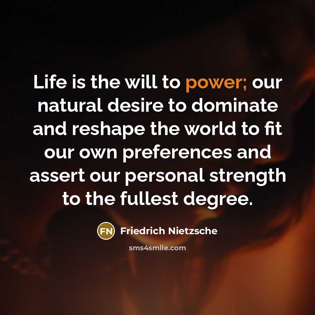 “Life is the will to power; our natural desire to…” quote by Friedrich Nietzsche
