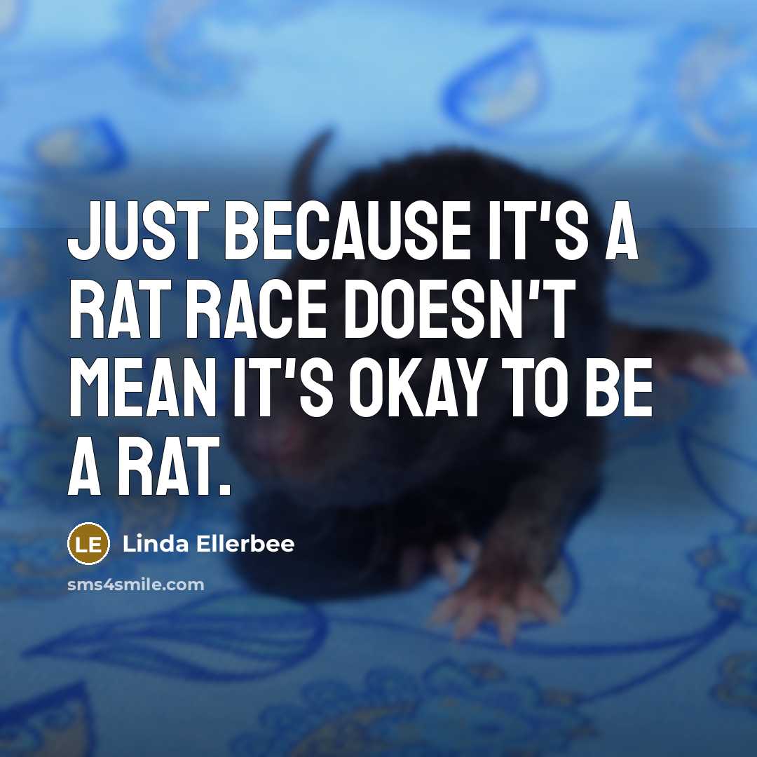 “Just because it's a rat race doesn't mean it's okay…” quote by Linda Ellerbee