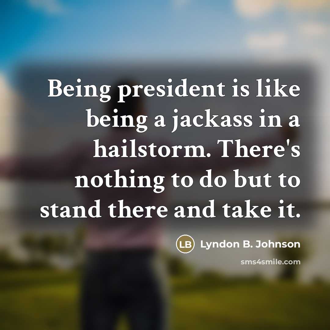 “Being president is like being a jackass in a hailstorm.…” quote by Lyndon B. Johnson
