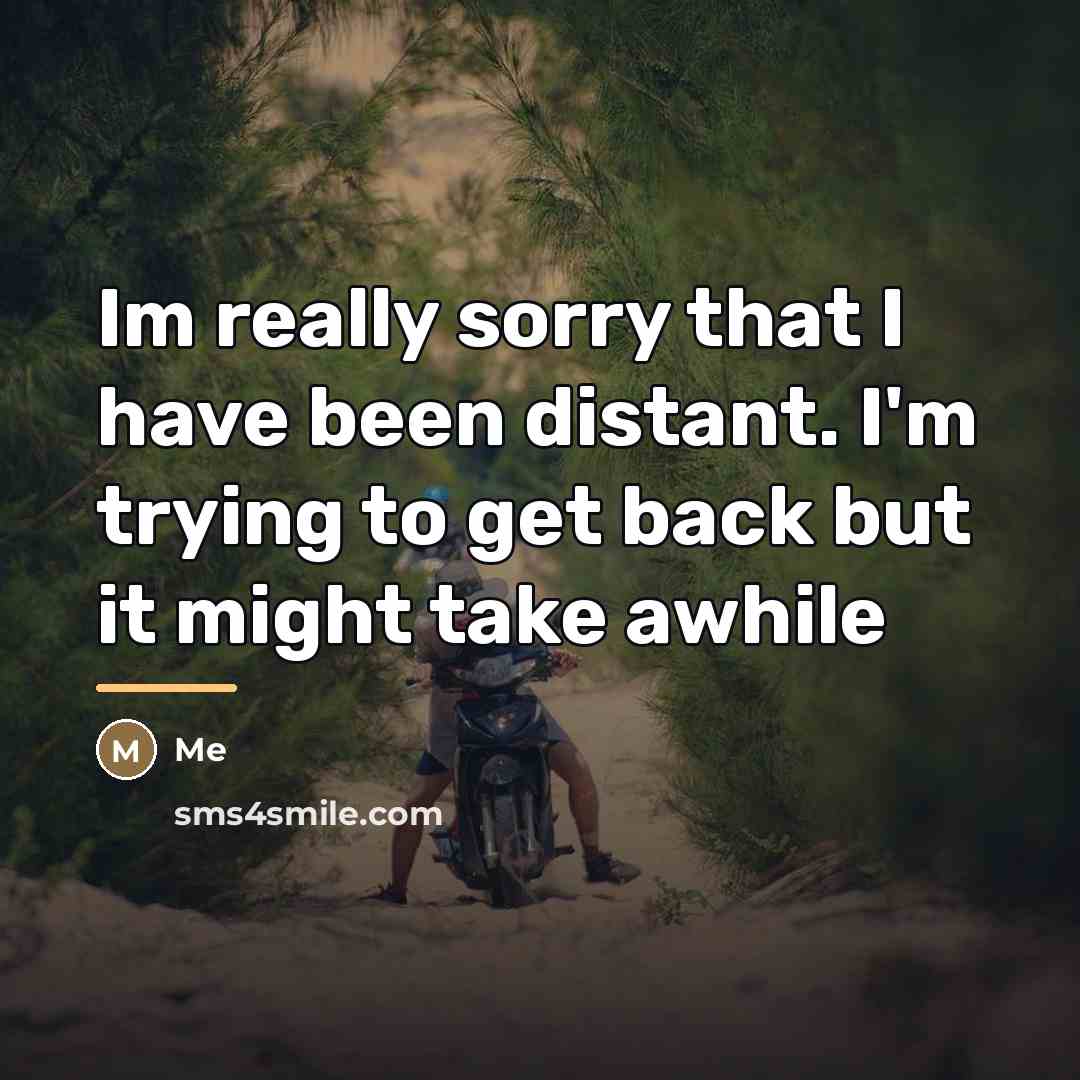 “Im really sorry that I have been distant. I'm trying…” quote by Me