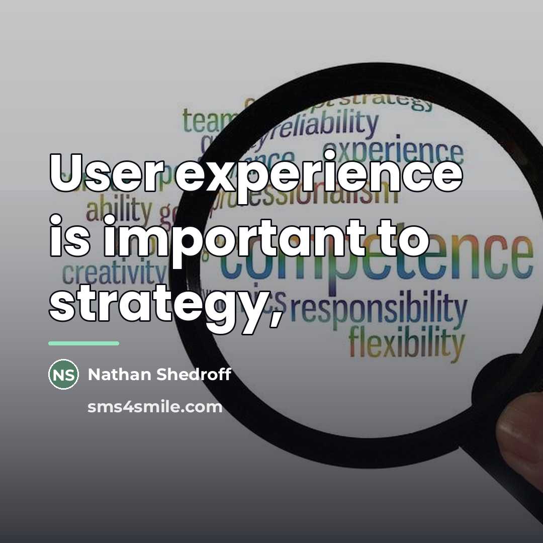 “User experience is important to strategy,…” quote by Nathan Shedroff
