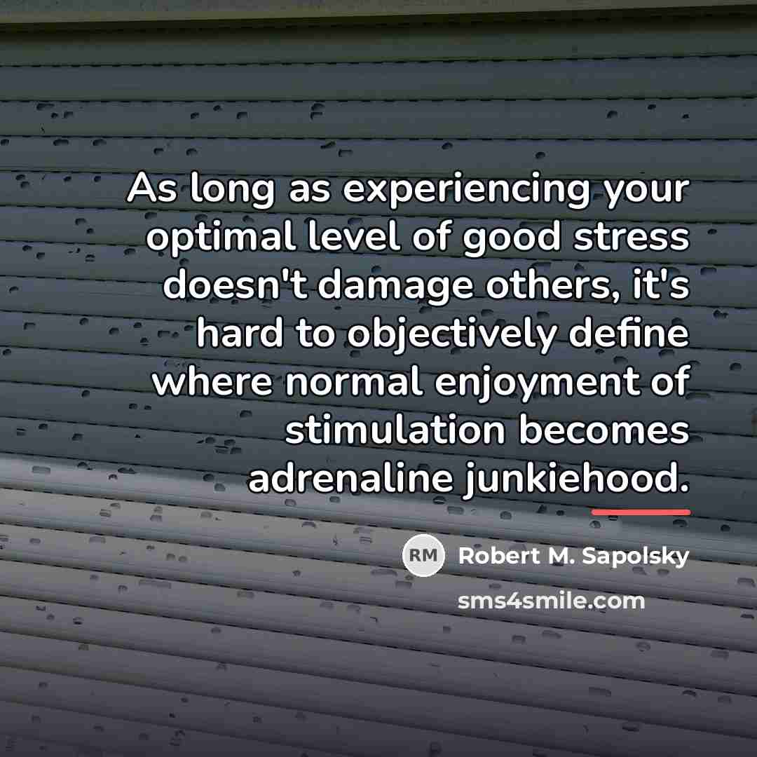 “As long as experiencing your optimal level of good stress…” quote by Robert M. Sapolsky