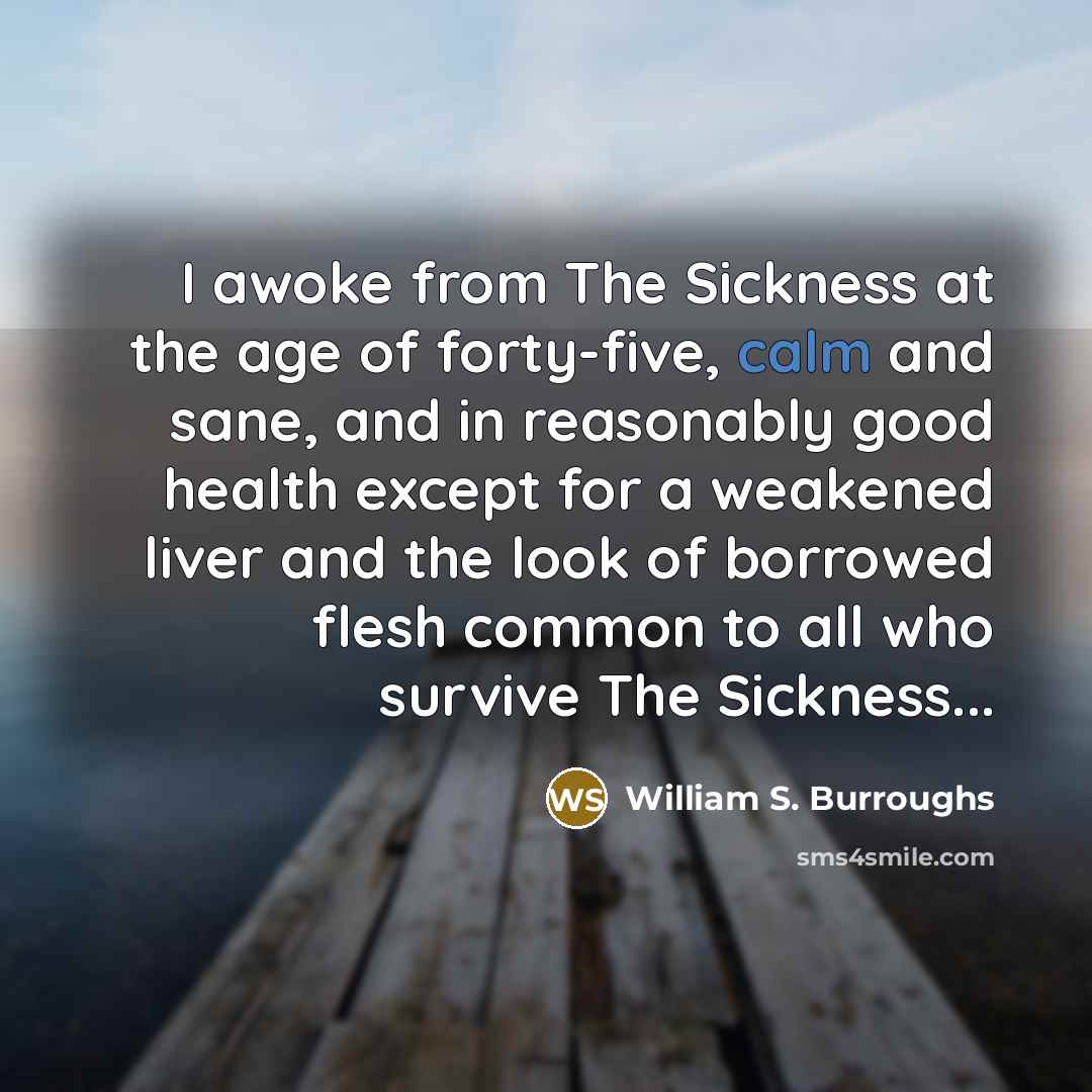 “I awoke from The Sickness at the age of forty-five,…” quote by William S. Burroughs