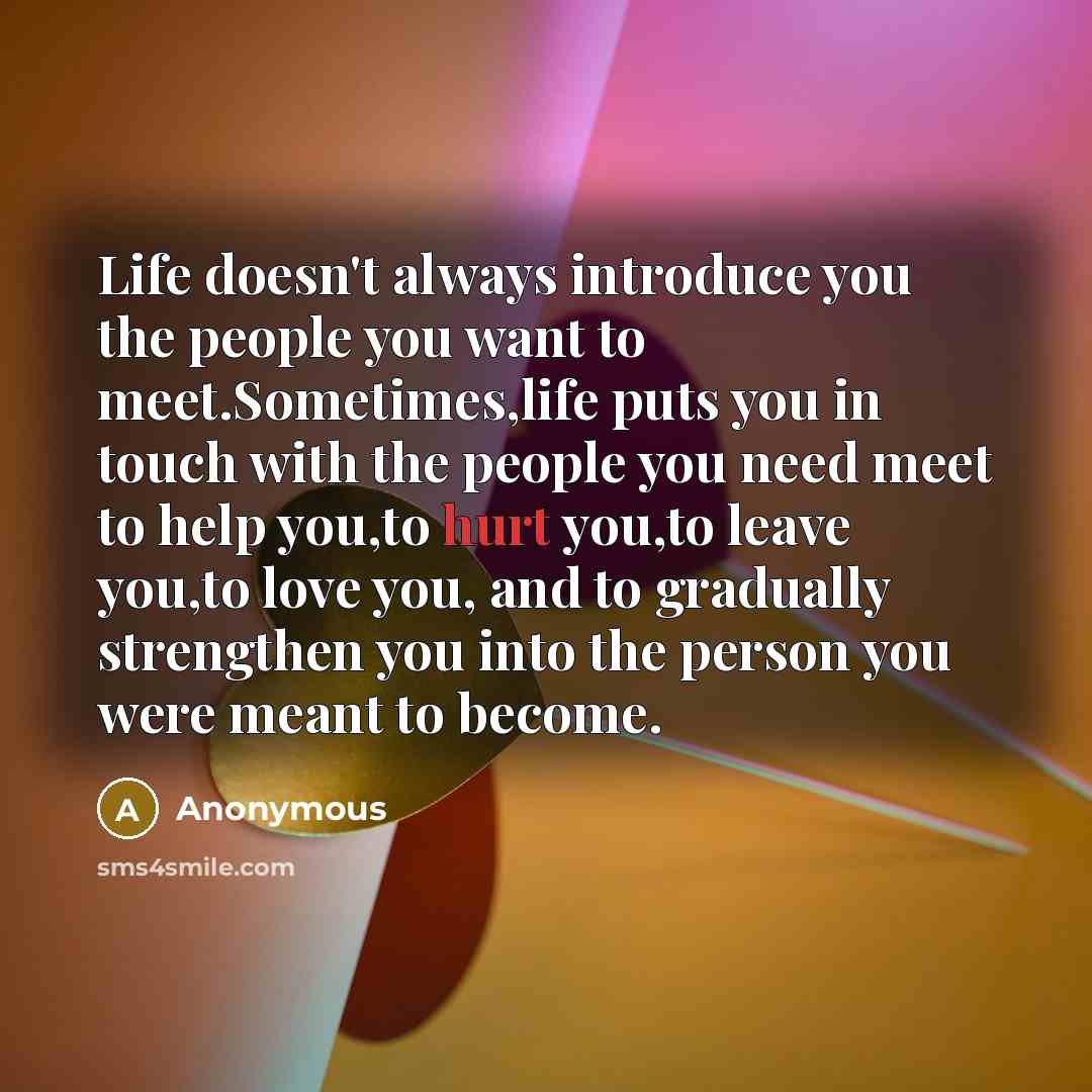 “Life doesn't always introduce you the people you want to…” quote by Anonymous