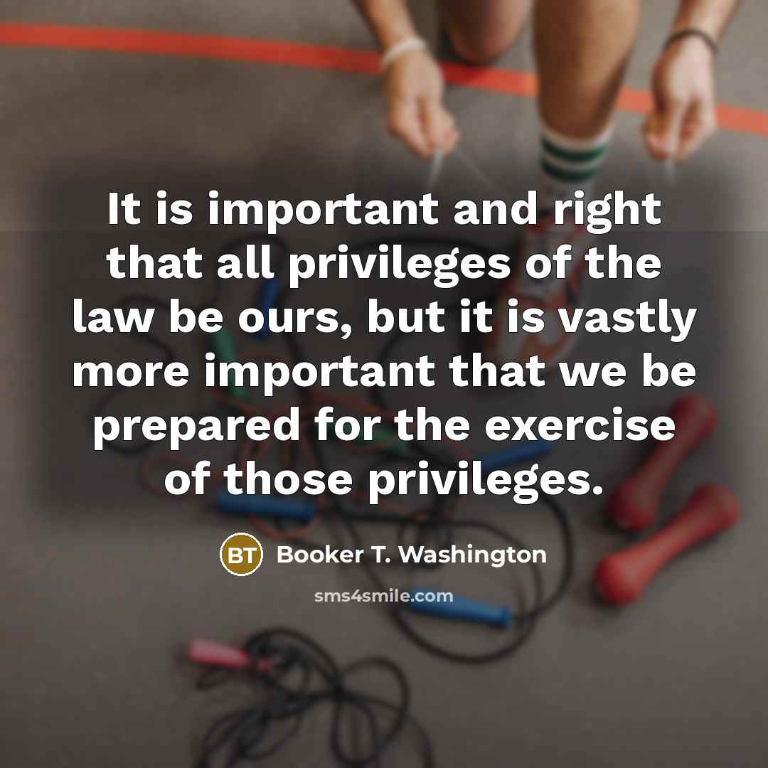 “It is important and right that all privileges of the…” quote by Booker T. Washington