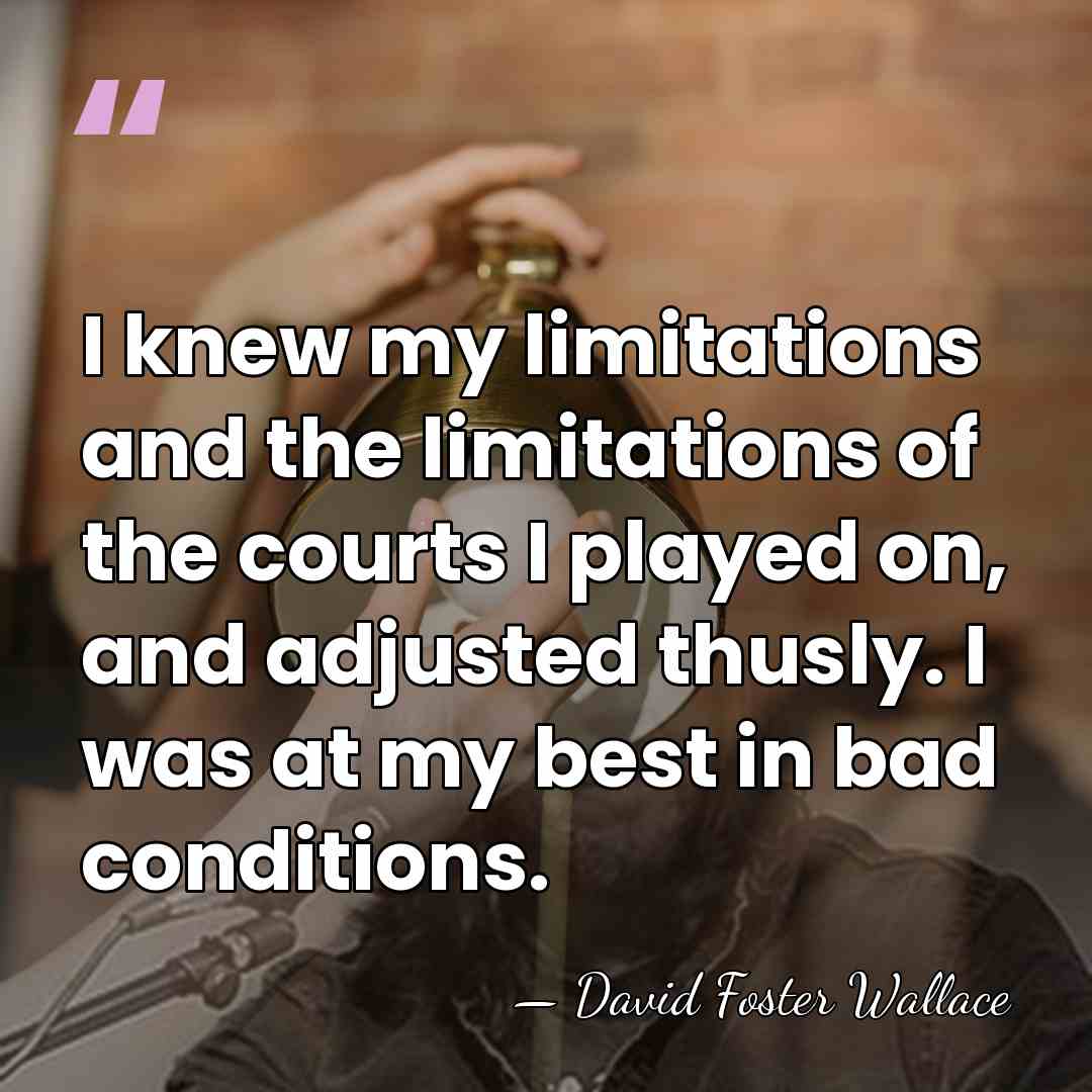 I knew my limitations and the limitations of the courts I played&hellip; - David Foster Wallace