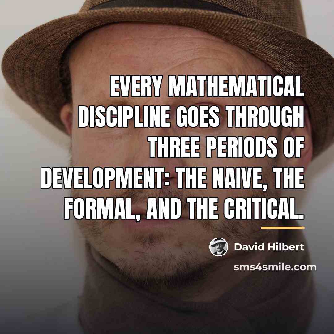 “Every mathematical discipline goes through three periods of development: the…” quote by David Hilbert