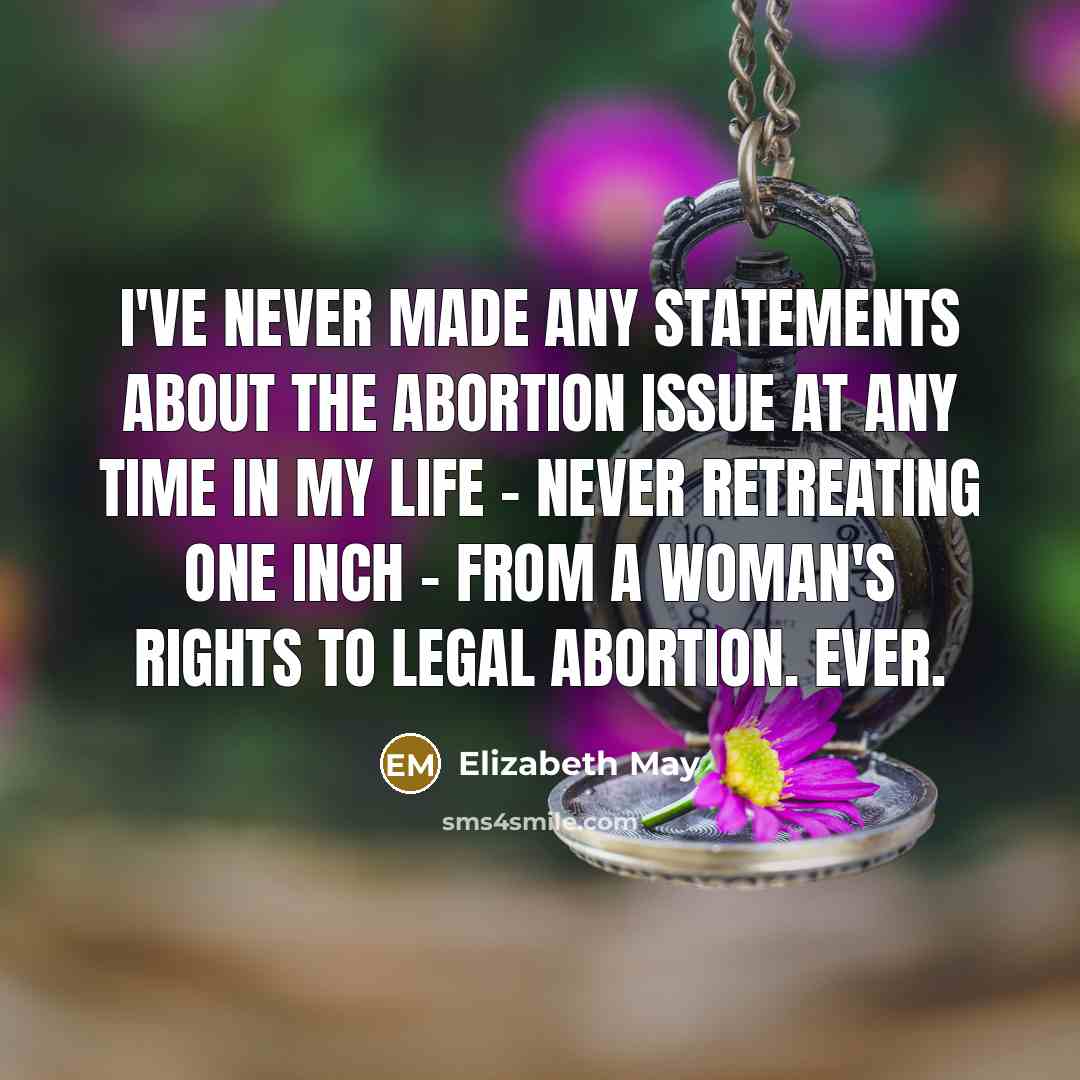 “I've never made any statements about the abortion issue at…” quote by Elizabeth May