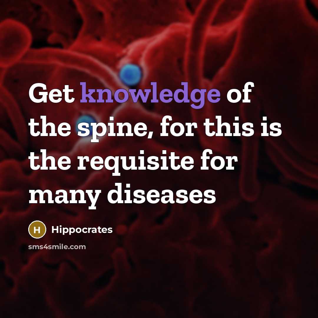 “Get knowledge of the spine, for this is the requisite…” quote by Hippocrates