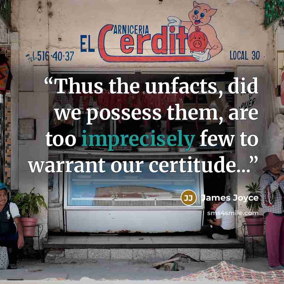 “Thus the unfacts, did we possess them, are too imprecisely few to warrant our certitude...” quote by James Joyce