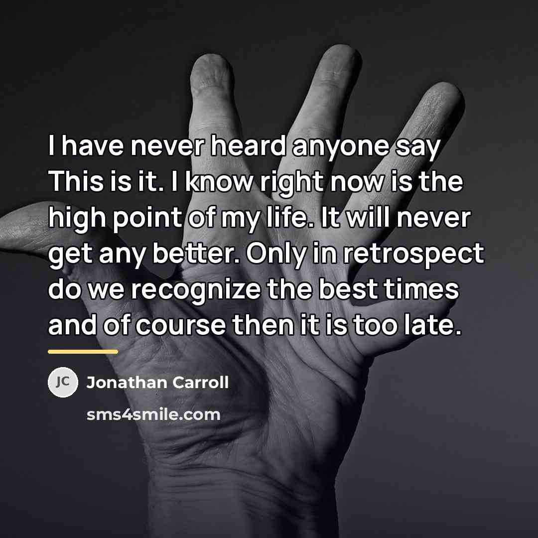 “I have never heard anyone say This is it. I…” quote by Jonathan Carroll