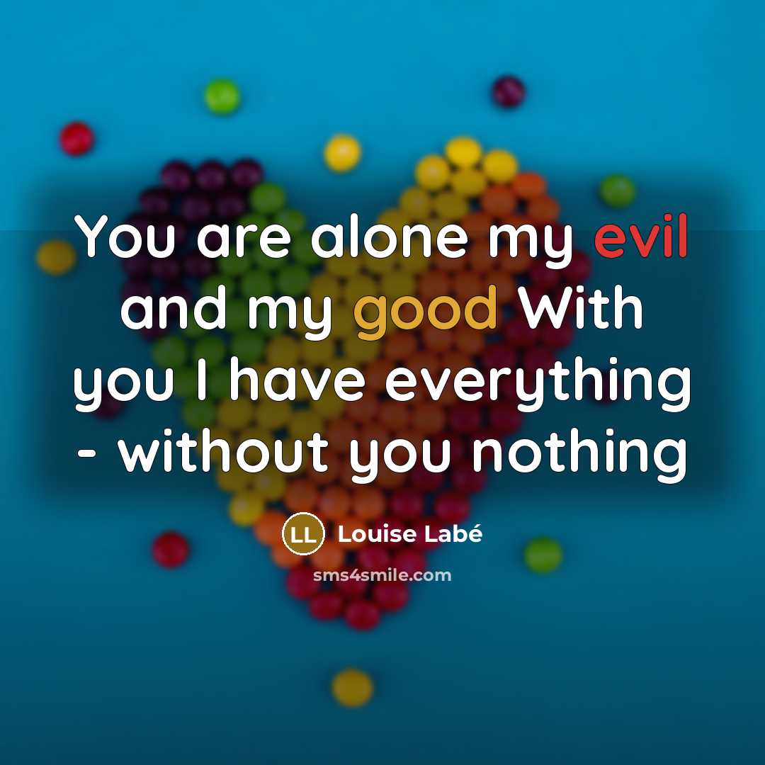 “You are alone my evil and my good With you…” quote by Louise Labe