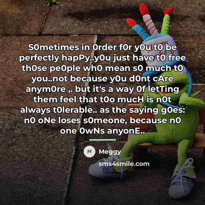 “S0metimes in 0rder f0r y0u t0 be perfectly hapPy..y0u just…” quote by Meggy