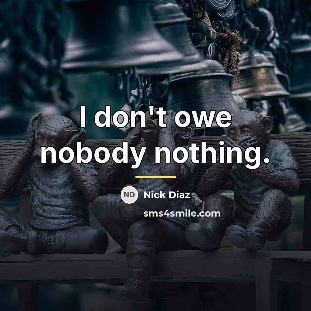 “I don't owe nobody nothing.…” quote by Nick Diaz